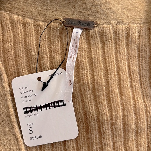 NWT Free People Mimosa Cardi Cardigan Sweater in Taupe - Picture 6 of 8
